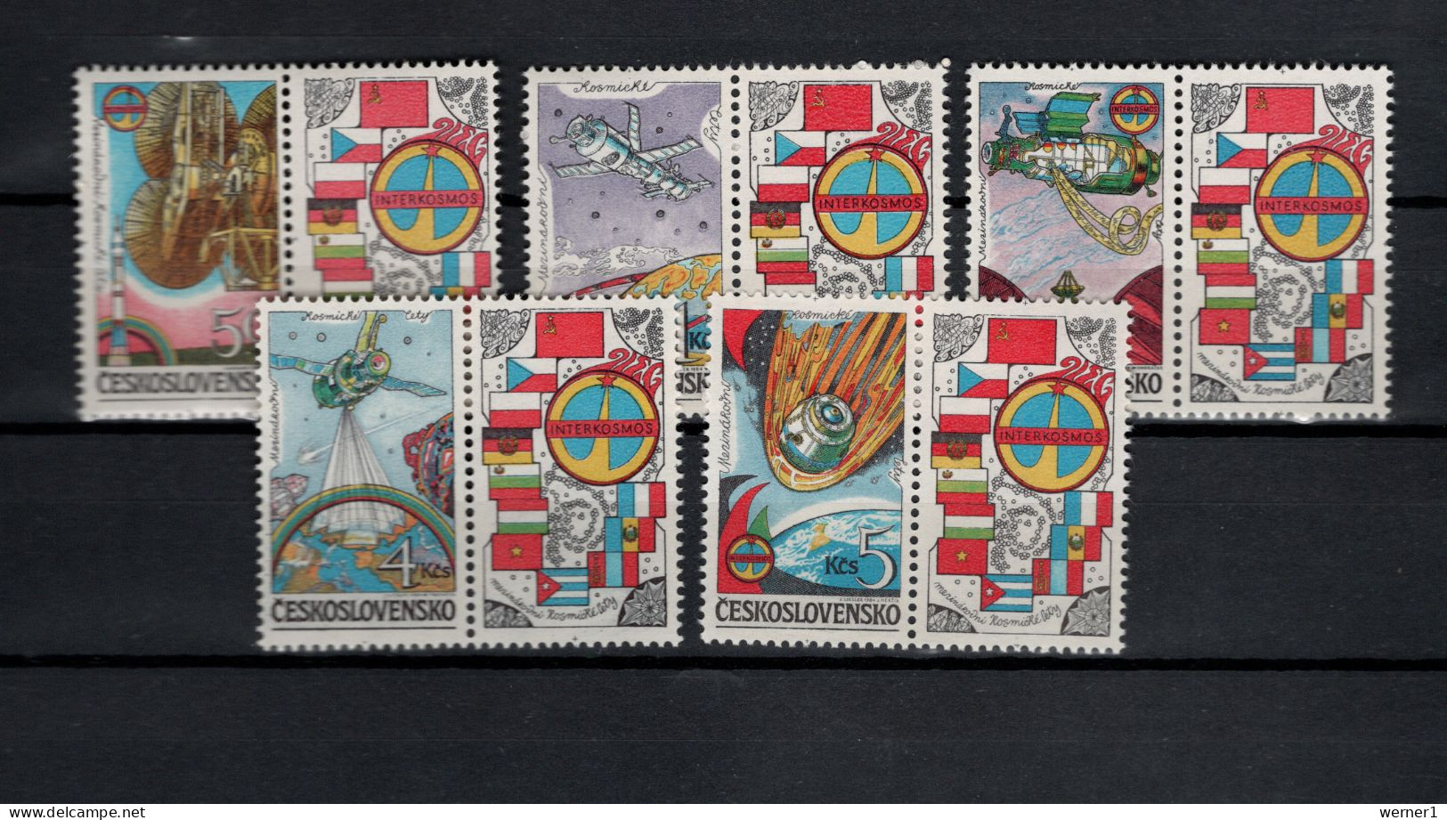 Czechoslovakia 1984 Space, Interkosmos Set Of 5 With Labels MNH - Europe