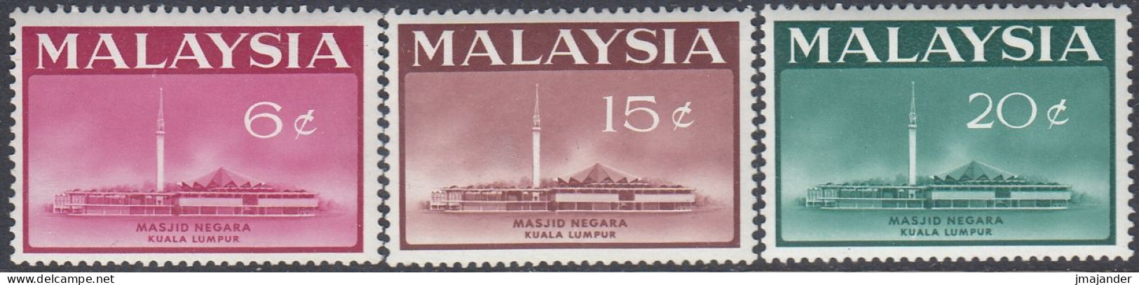 Malaysia 1965 - Opening Of National Mosque, Kuala Lumpur - Mi 14-16 ** MNH - Malaysia (1964-...)