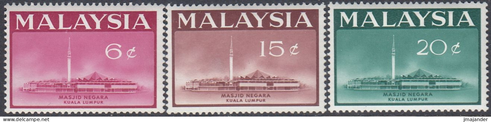 Malaysia 1965 - Opening Of National Mosque, Kuala Lumpur - Mi 14-16 ** MNH - Maleisië (1964-...)