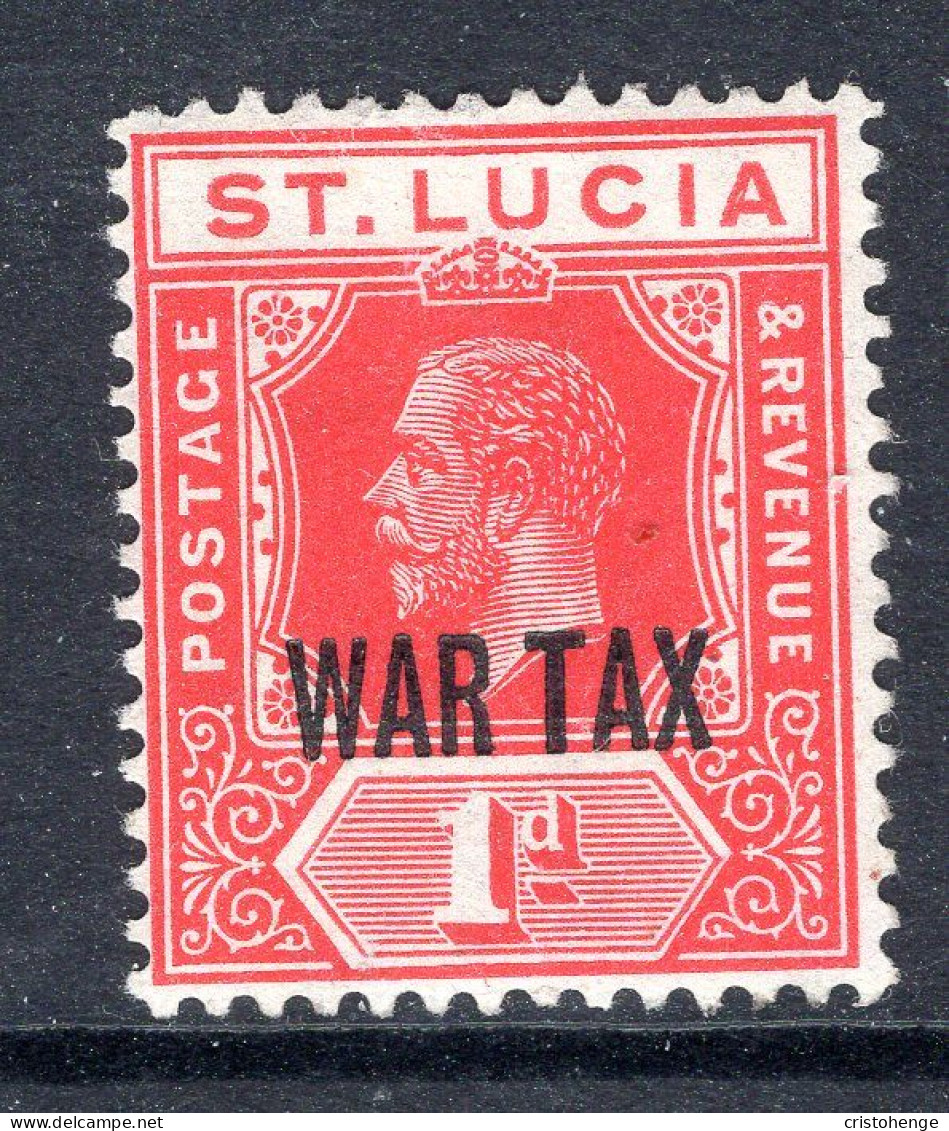 St Lucia 1916 KGV - WAR TAX - 1d Scarlet HM (SG 90) - Ste Lucie (...-1978)