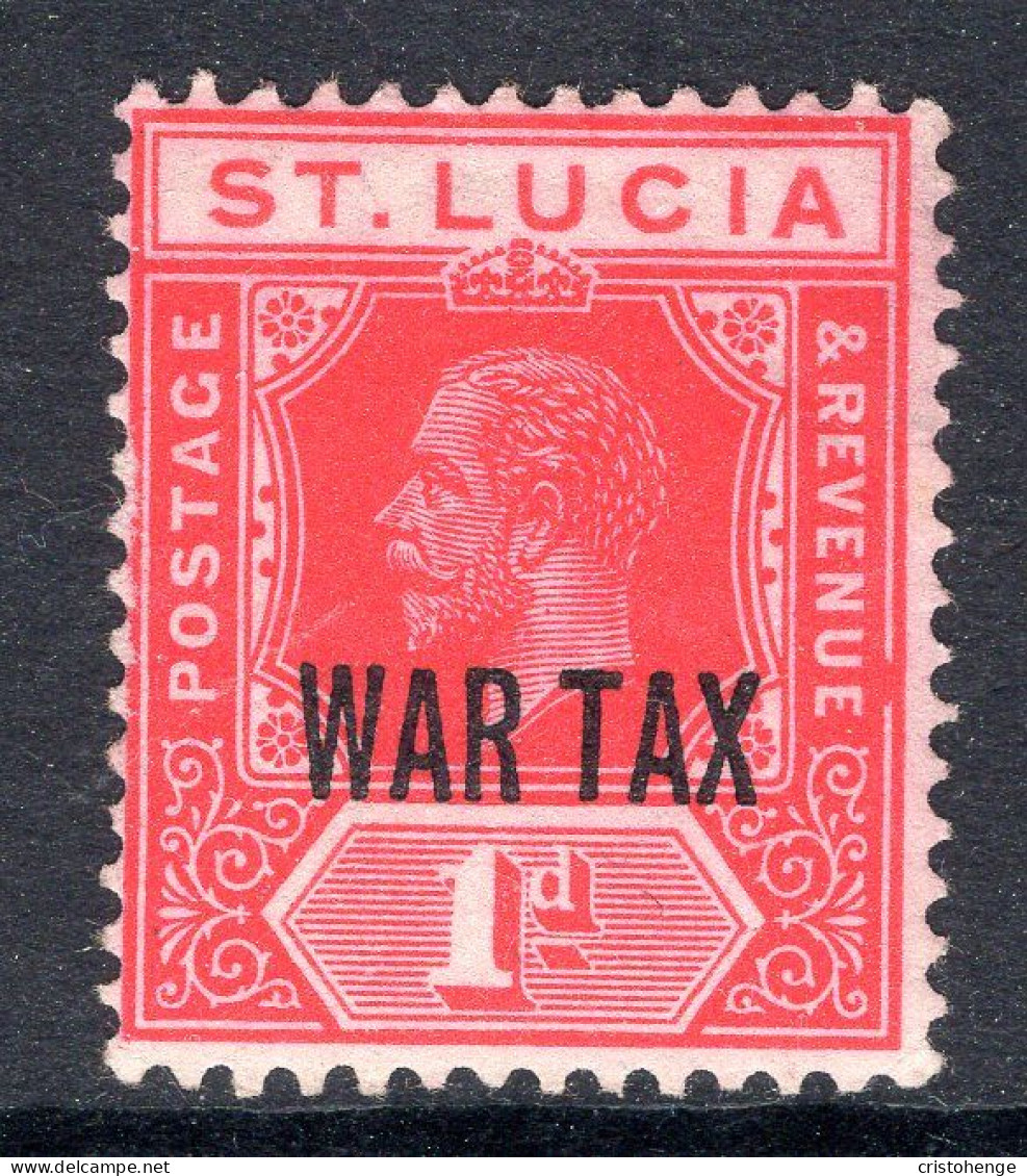 St Lucia 1916 KGV - WAR TAX - 1d Scarlet HM (SG 90) - St.Lucia (...-1978)