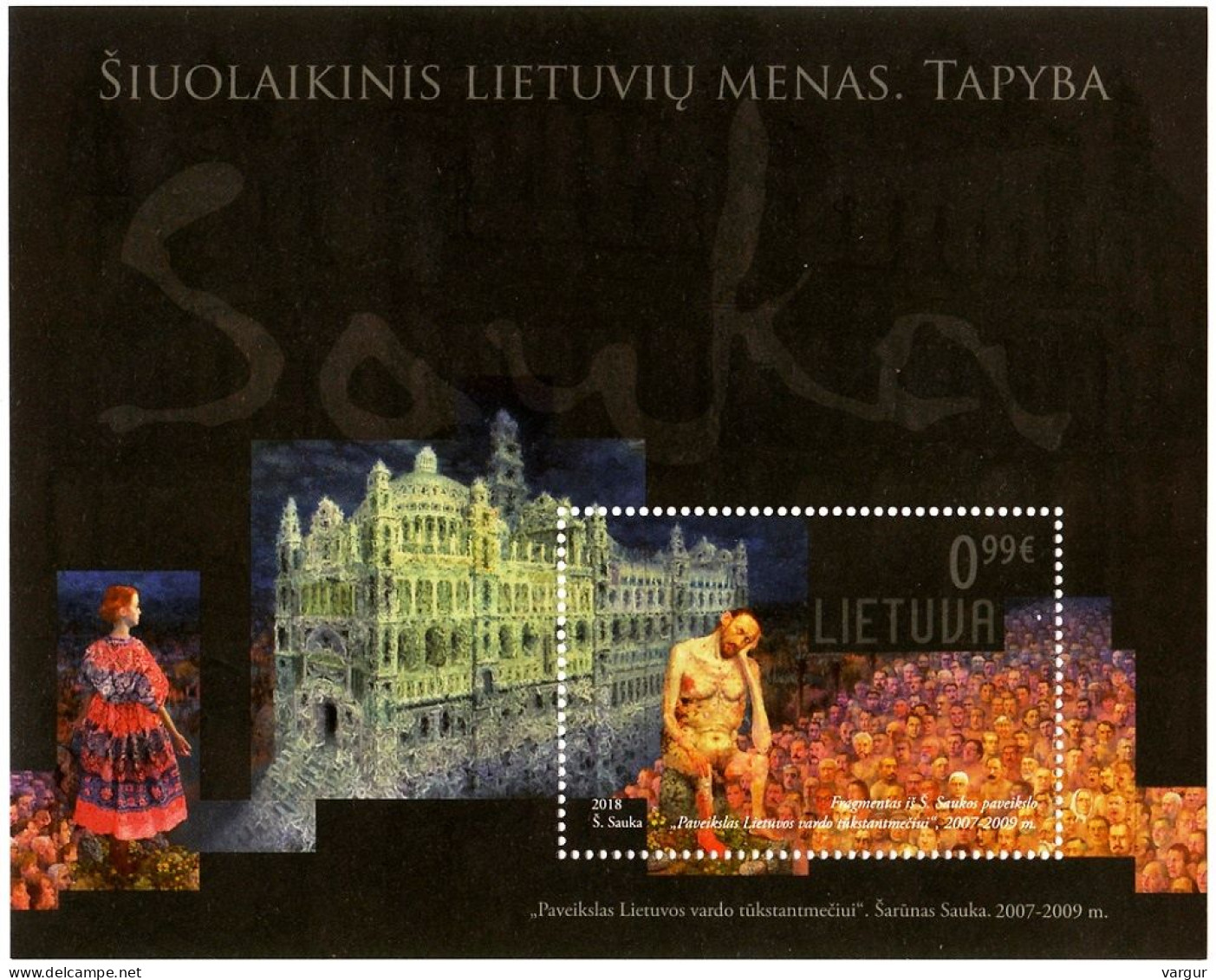 LITHUANIA 2018 Modern Art Painting: Sauka - Millennium. Souvenir Sheet, MNH - Modernos