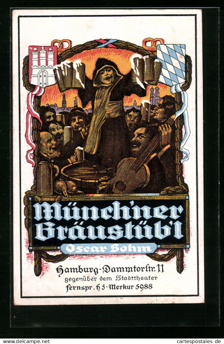 AK Hamburg-Neustadt, Münchner Bräustüb'l Von Oscar Sohm, Dammtorstr. 11, Feierndes Volk  - Mitte