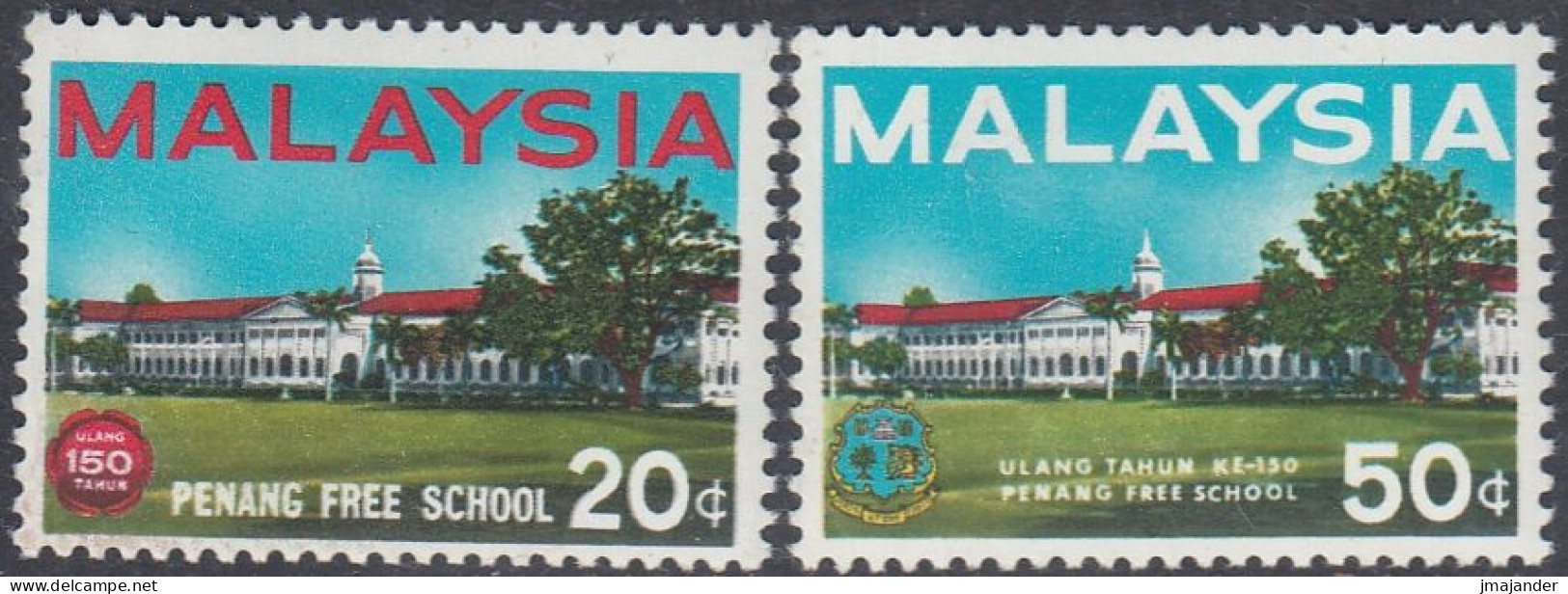 Malaysia 1966 - The 150th Anniversary Of Penang Free School - Mi 34-35 ** MNH - Malasia (1964-...)