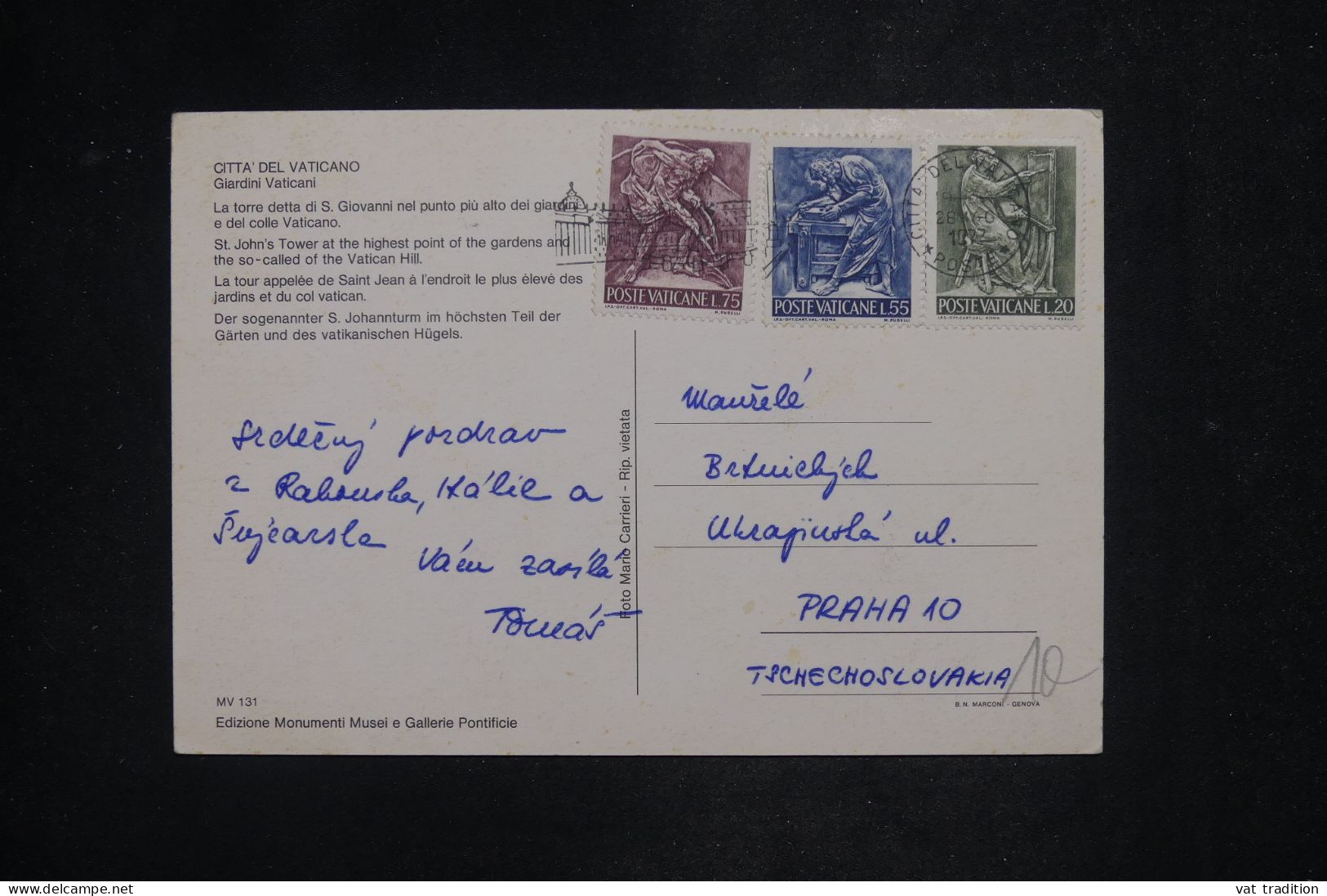 VATICAN - Carte Postale > Tchécoslovaquie - 1977 - A 2857 - Storia Postale