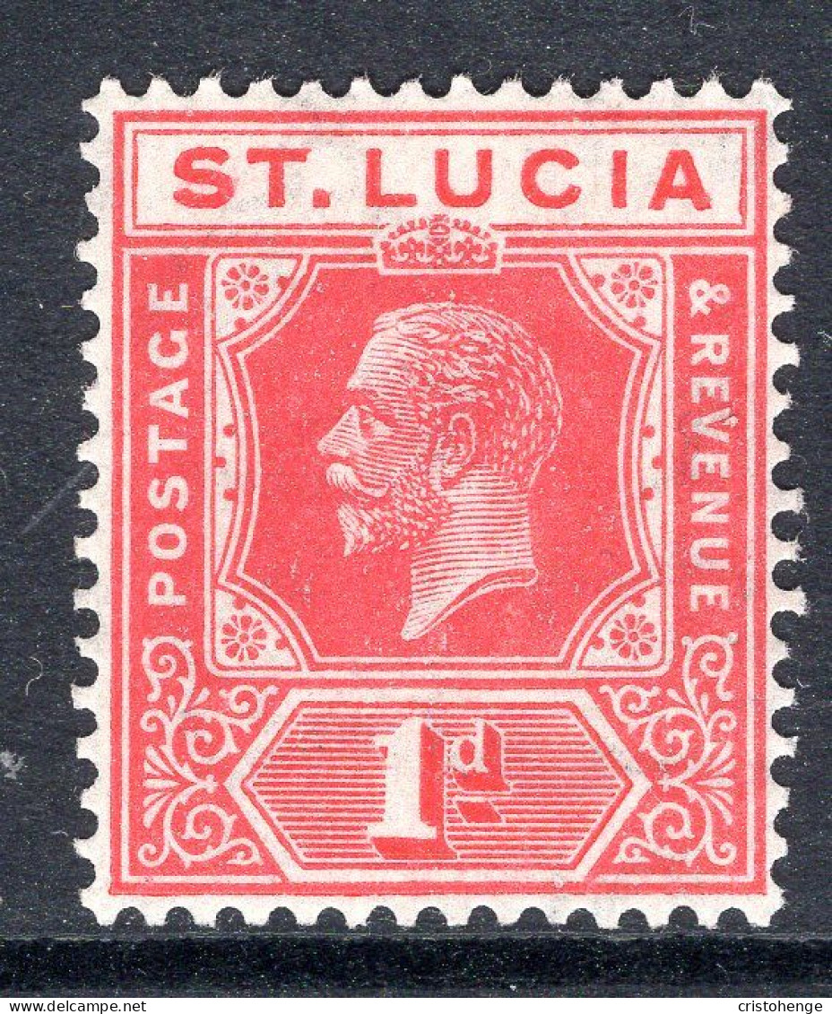 St Lucia 1921-30 KGV - Wmk. Script CA - 1d Rose-carmine HM (SG 92) - St.Lucia (...-1978)