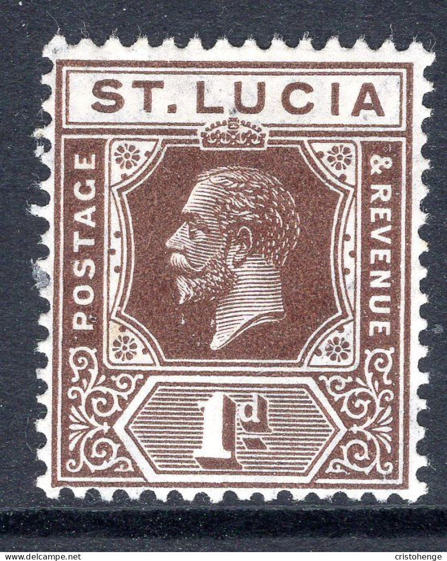 St Lucia 1921-30 KGV - Wmk. Script CA - 1d Deep Brown HM (SG 93) - St.Lucia (...-1978)