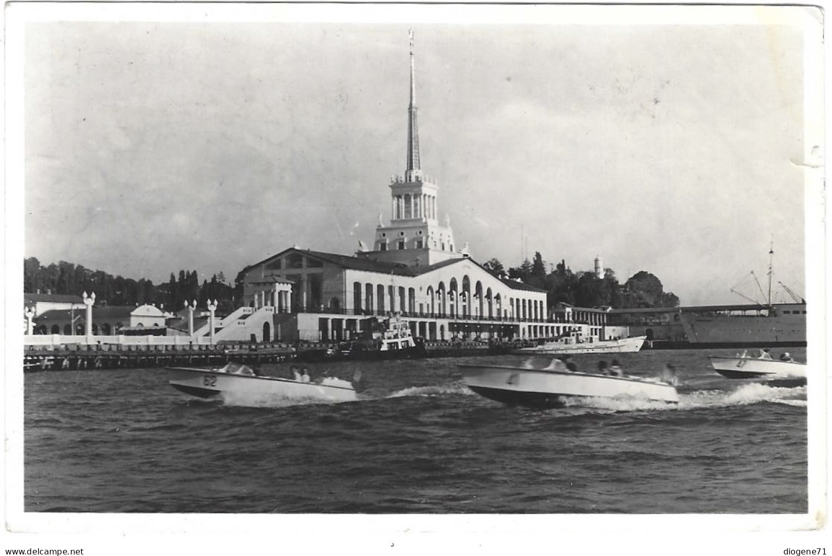 Sotchi Gare Maritime 1964 Boat Photo Postcard - Rusia