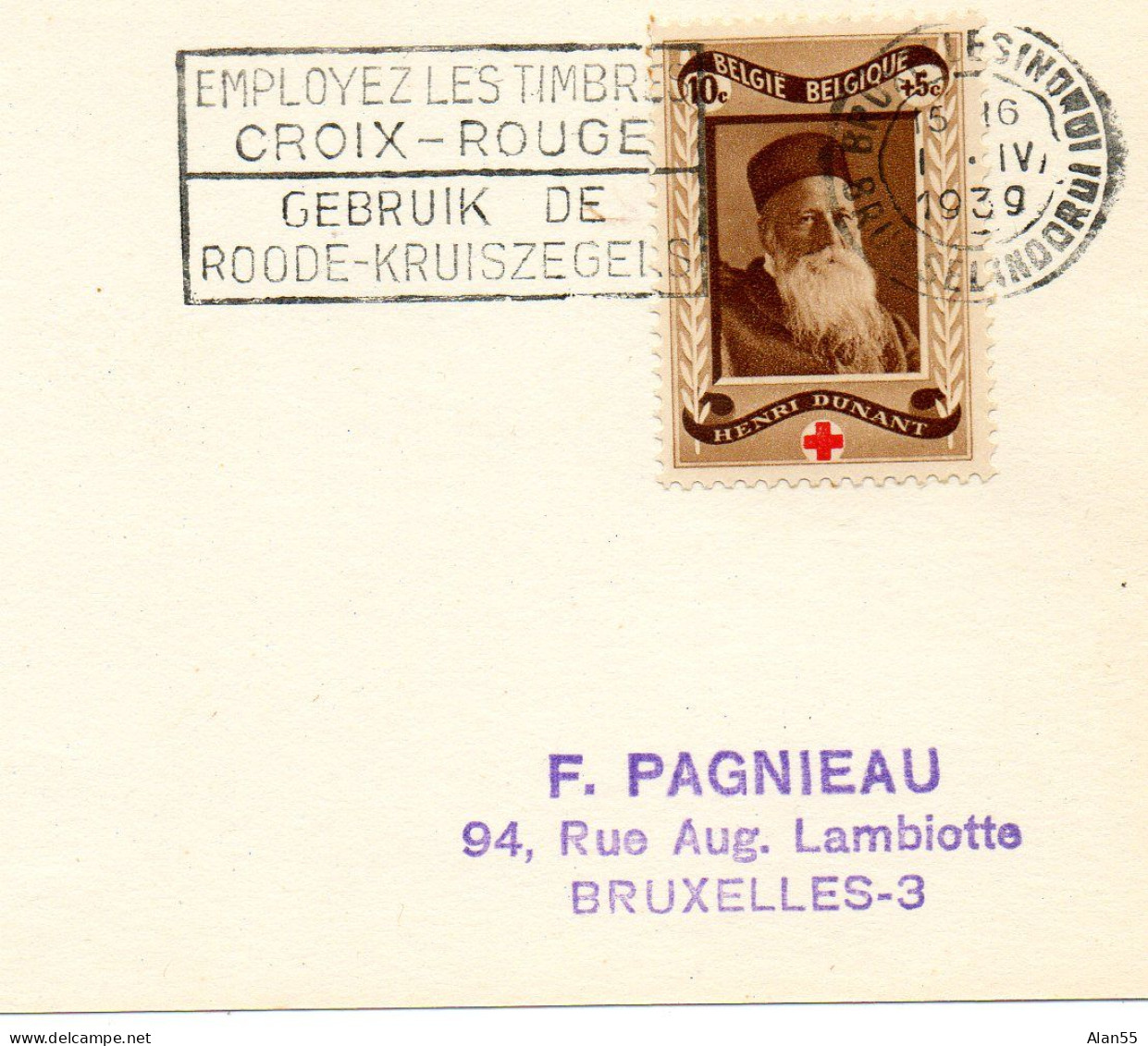 BELGIQUE.1939.  « EMPLOYER LES TIMBRES CROIX-ROUGE ». « GEBRUIK DE ROODE-KRUISZEGELS ». "IMPRIMES". - Croix-Rouge