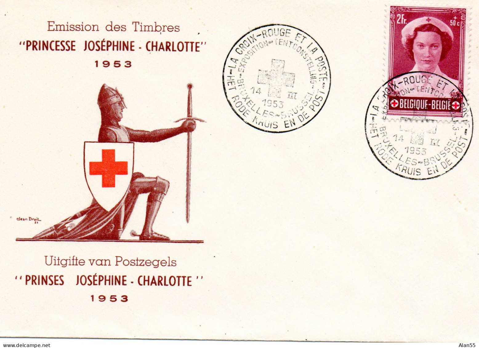 BELGIQUE.1953 .FDC .CROIX-ROUGE. »PRINCESSE JOSEPHINE CHARLOTTE ». - Rotes Kreuz