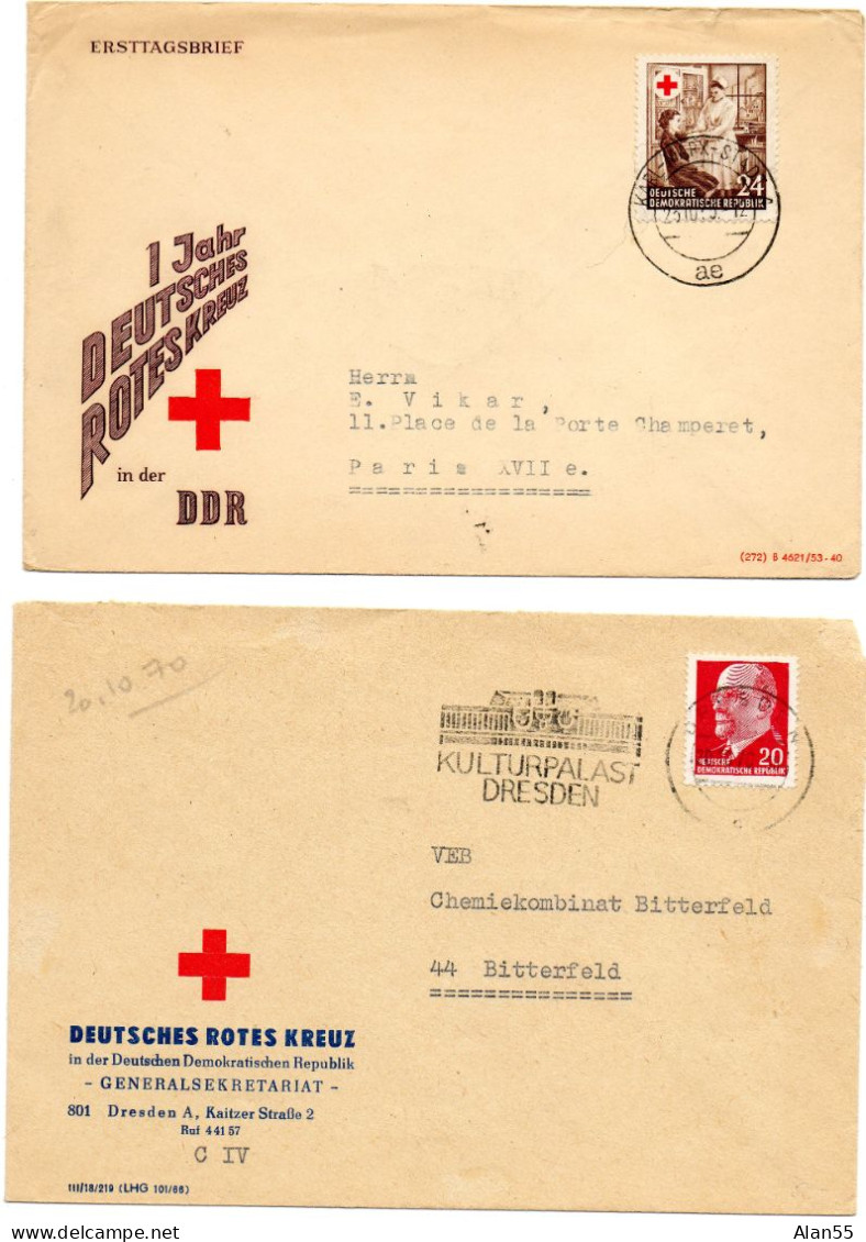DDR.1953. 2 LETTRES.ROTES KREUZ.CROIX-ROUGE… - Croce Rossa