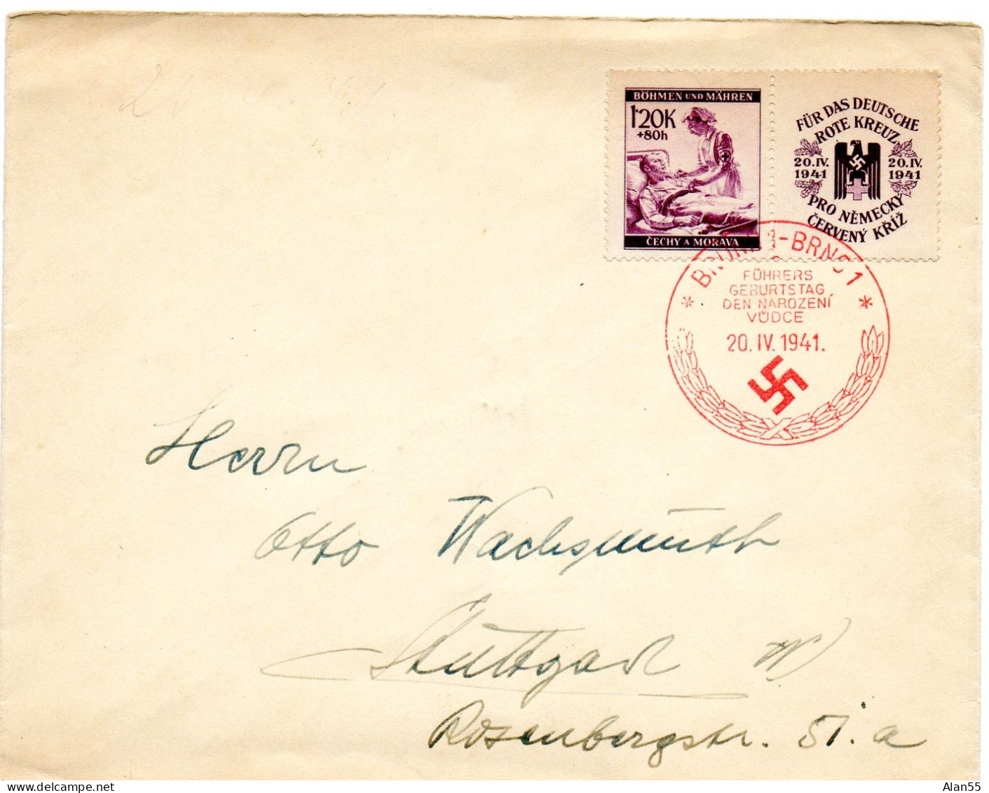 BOHMEN UND MORAVIE.1941..ROTE KREUZ. VIGNETTE CROIX-ROUGE.Mi 63 - Storia Postale