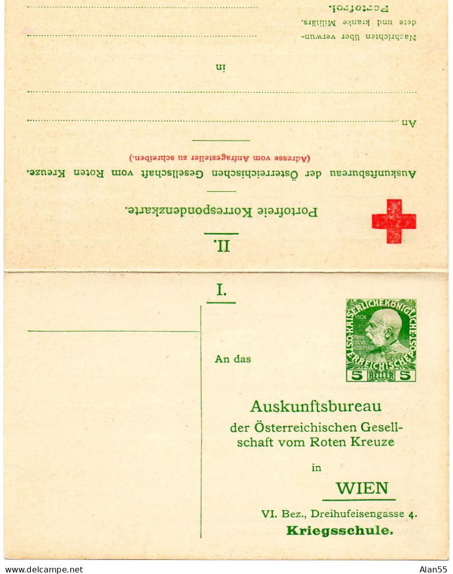 AUTRICHE.1914. ENTIER POSTAL NEUF CROIX-ROUGE AVEC REPONSE - Rotes Kreuz
