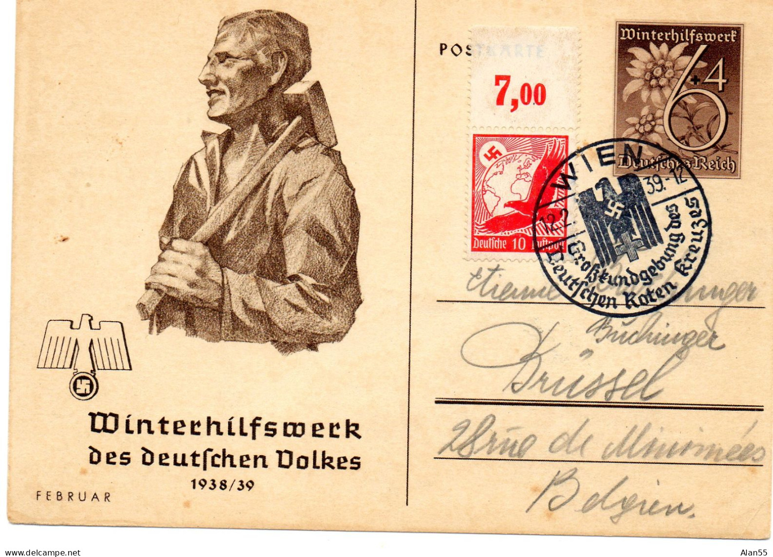 ALLEMAGNE.1939. "WIEN-ROTEN KREUZES".CROIX-ROUGE.ENTIER POSTAL. - Bildpostkarten - Gebraucht