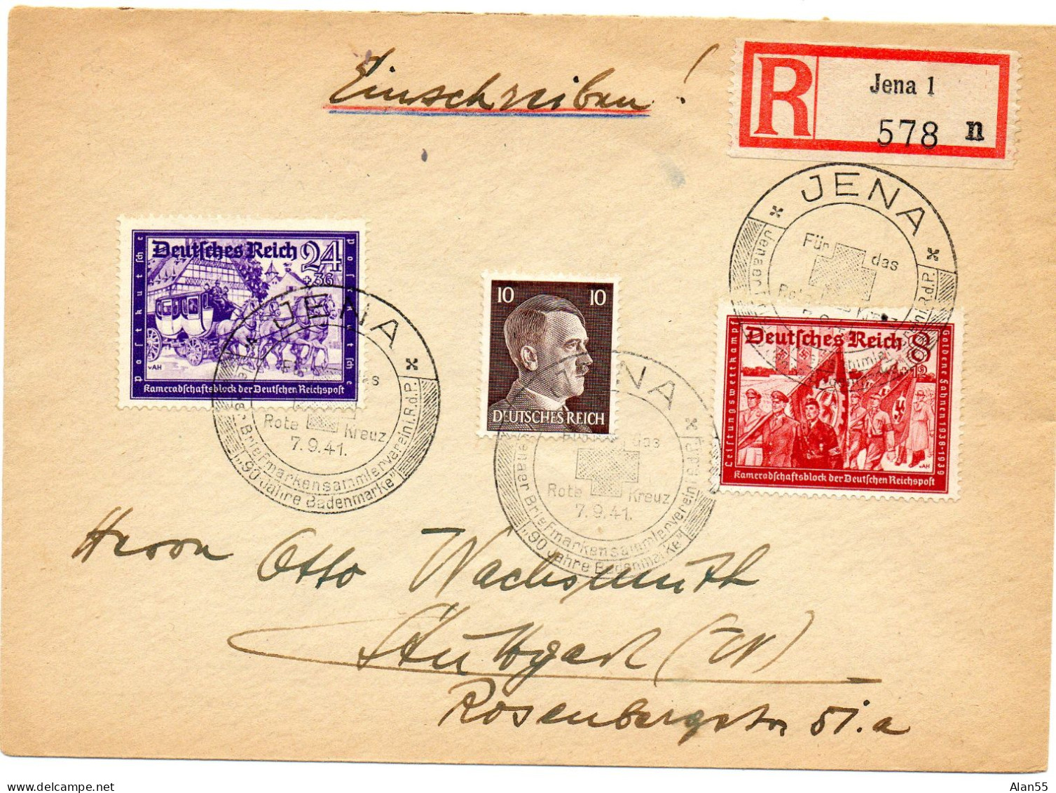 ALLEMAGNE.1941. "JENA. ROTE KREUZ.." THEMES: CROIX-ROUGE.MILITAIRIA.TRANSPORT... - Croce Rossa