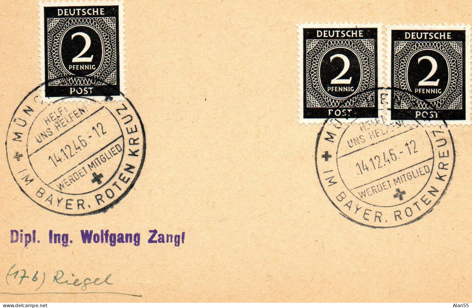 ALLEMAGNE.1946.ZONE AAS. POSTKARTE."ROTE KREUZ-MUNCHEN" .CROIX-ROUGE. - Croix-Rouge