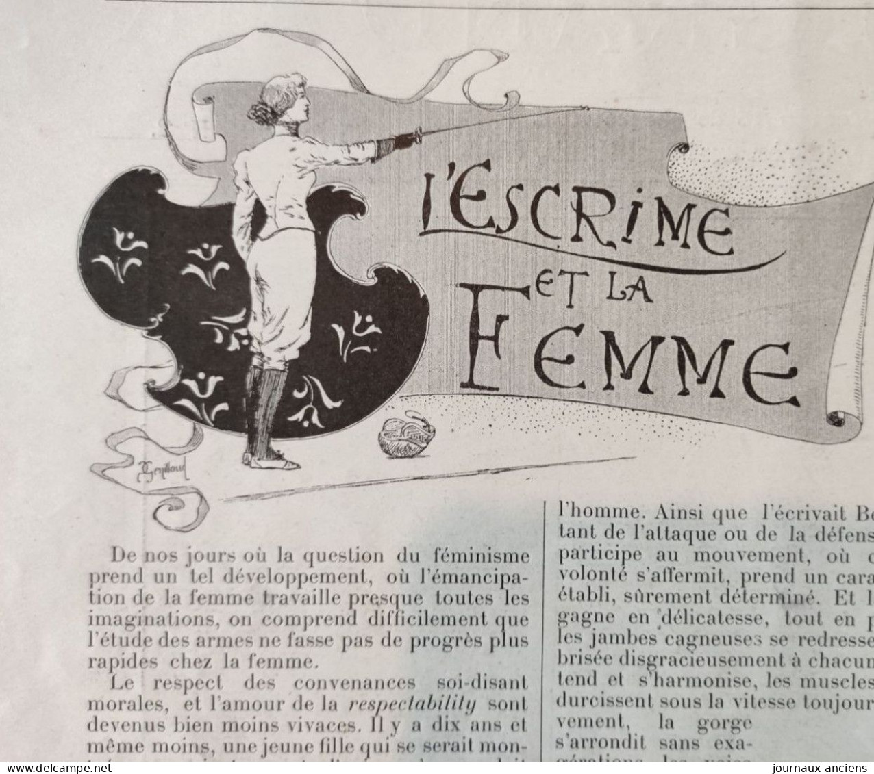 1898 L'ESCRIME ET LA FEMME - MADAME GEORGES LEFÉVRE - CERCLE D'ESCRIME DE DAMES - LA VIE AU GRAND AIR - Riviste - Ante 1900