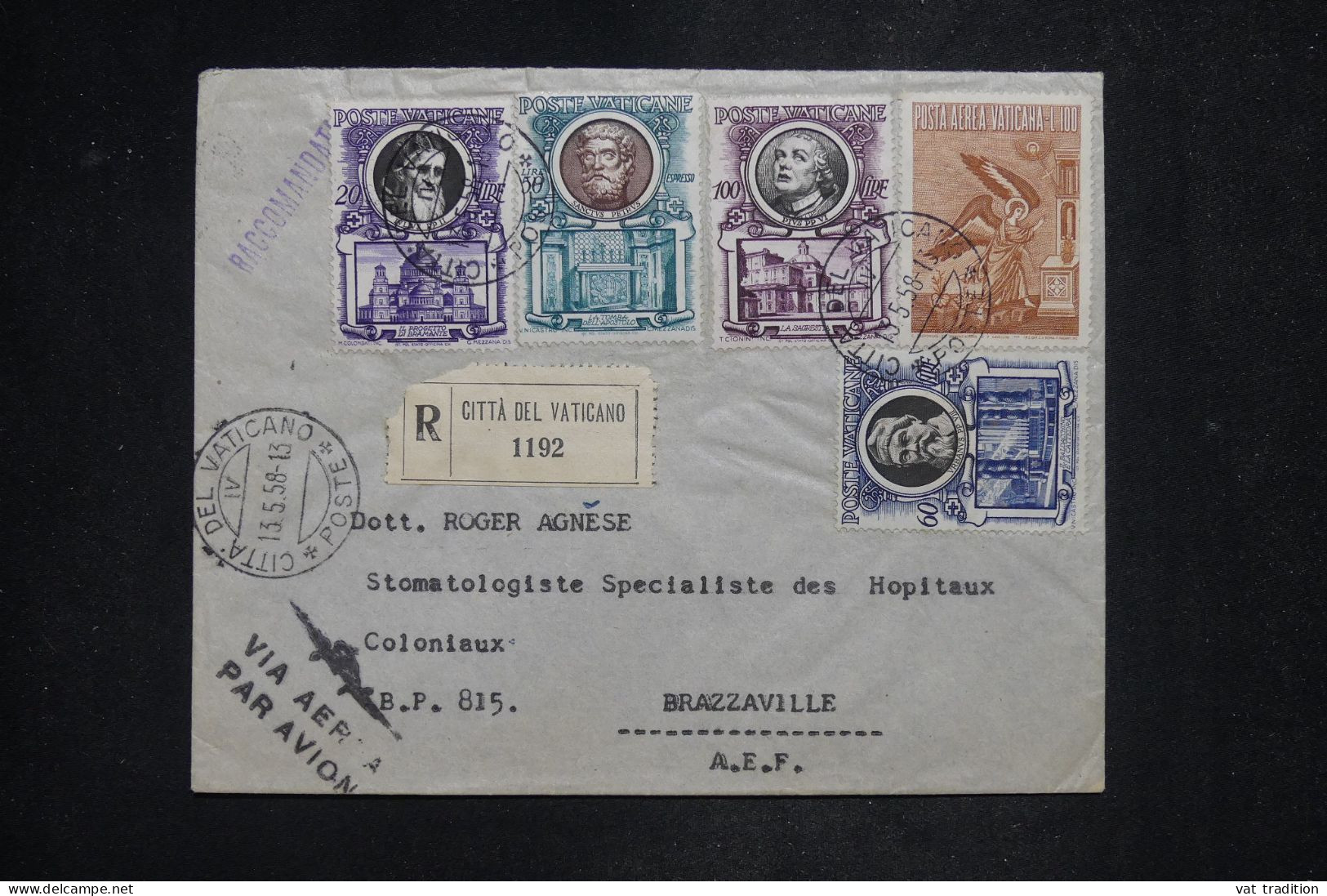 VATICAN - Lettre Recommandée Pour Brazzaville (AEF) - 1958 - A 2859 - Covers & Documents