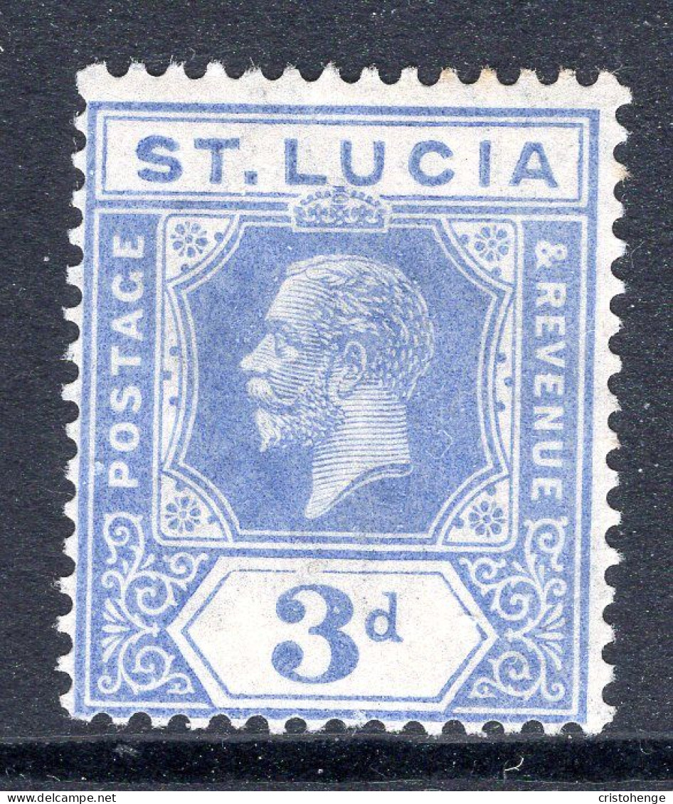 St Lucia 1921-30 KGV - Wmk. Script CA - 3d Bright Blue HM (SG 99) - St.Lucia (...-1978)