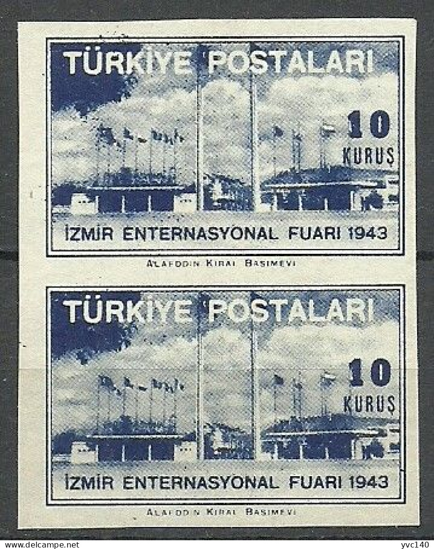 Turkey; 1943 Izmir International Fair 10 K. ERROR "Imperforate Pair" - Nuovi