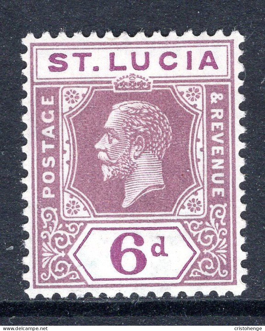 St Lucia 1921-30 KGV - Wmk. Script CA - 6d Grey-purple & Purple HM (SG 102) - Ste Lucie (...-1978)