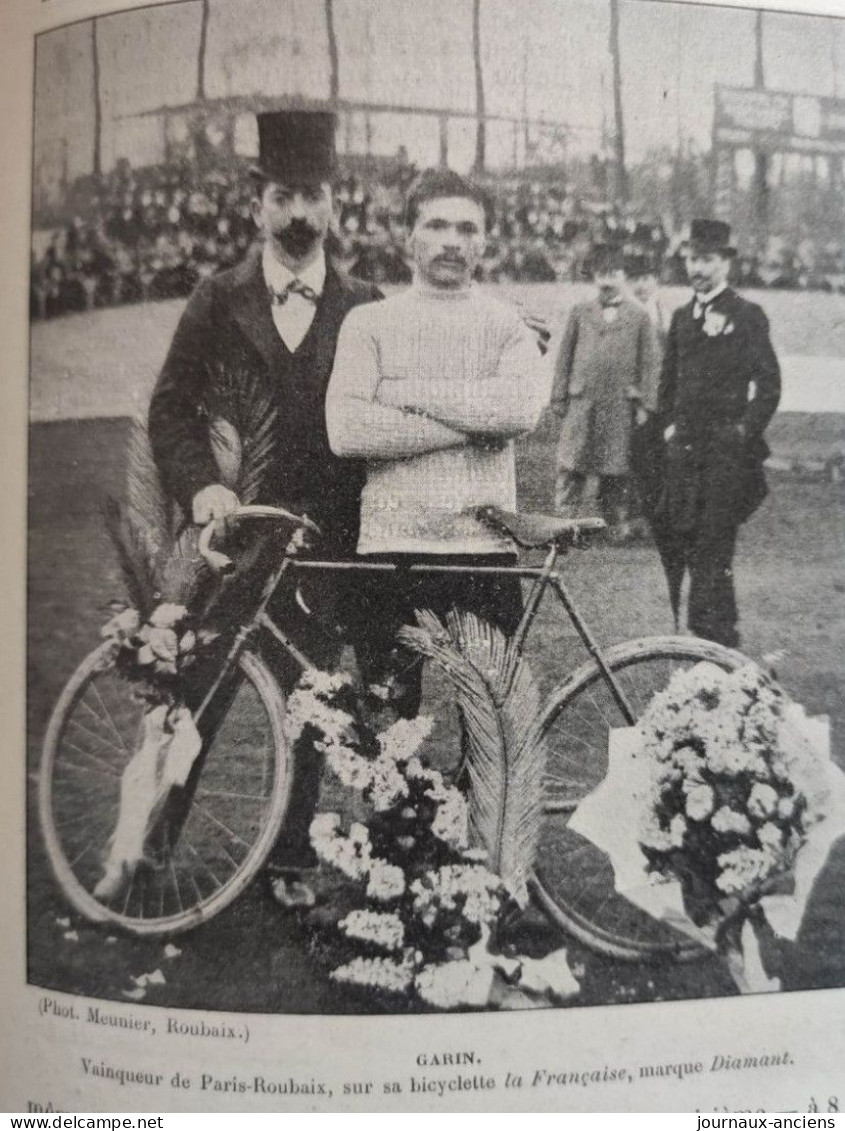 1898 PARIS = ROUBAIX - CYCLISTE MAURICE GARIN BICYCLETTE DIAMANT - TRICYCLE À PÉTROLE DEGRAIS SUR DION BOUTON - 1900 - 1949