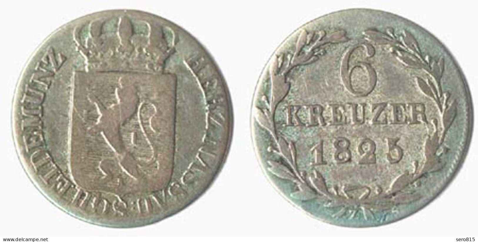 Herzogtum Nassau 6 Kreuzer Silber Münze 1825 Wilhelm 1816-1839   (156 - Groschen & Andere Kleinmünzen