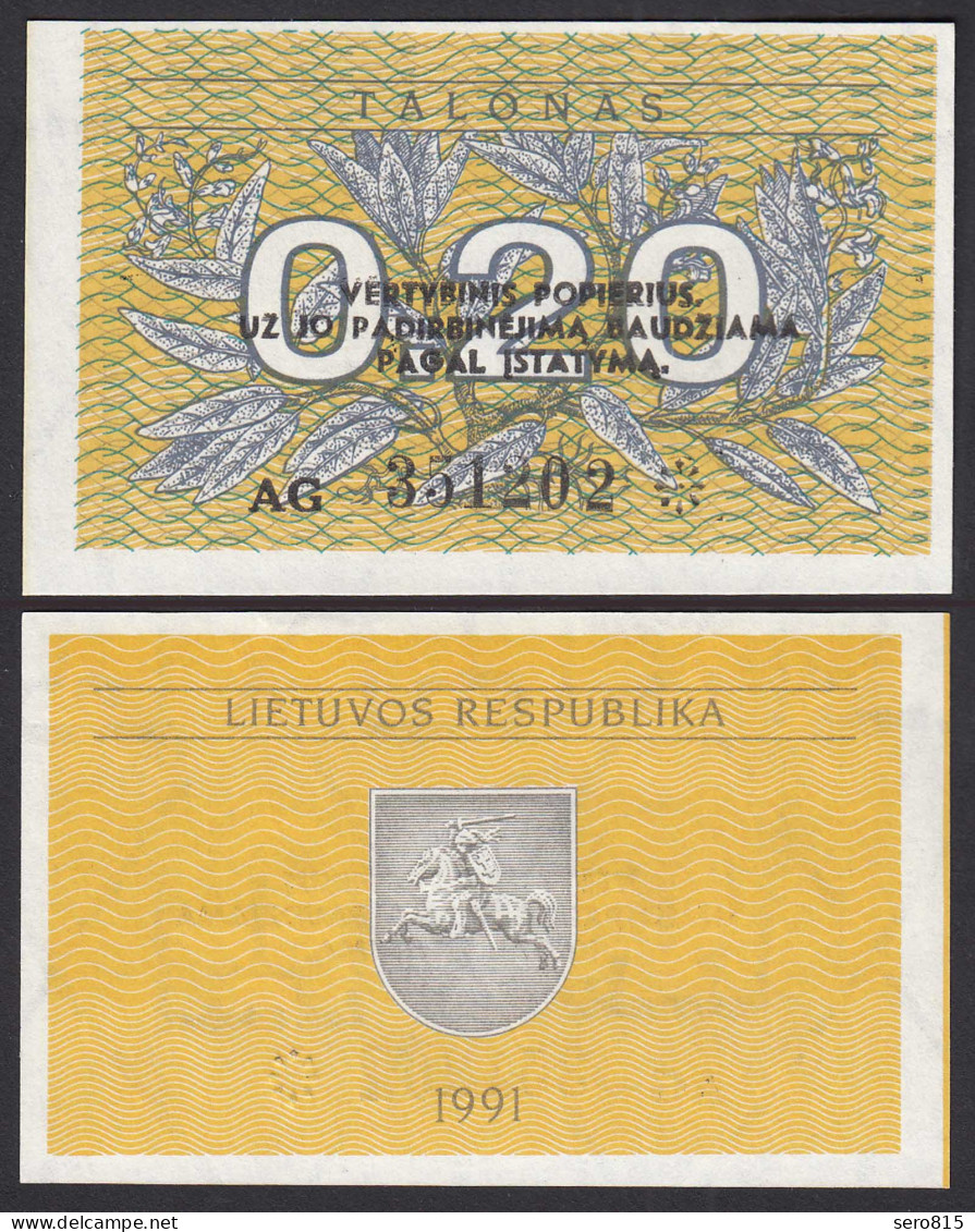 Litauen - Lithunia 0,20 Talonas 1991 Serie AG Pick 30 UNC (1)    (32514 - Litauen