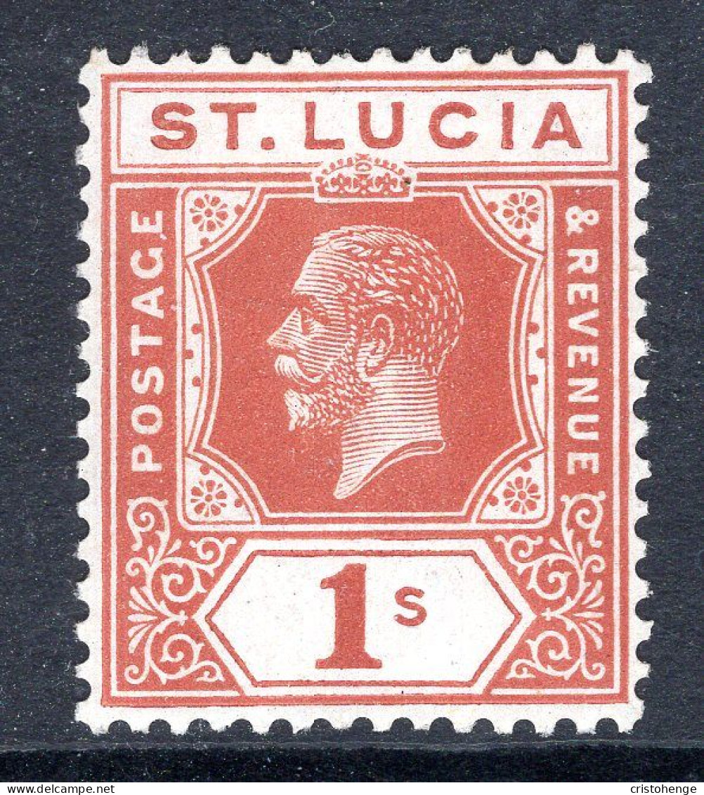 St Lucia 1921-30 KGV - Wmk. Script CA - 1/- Orange-brown HM (SG 103) - Ste Lucie (...-1978)