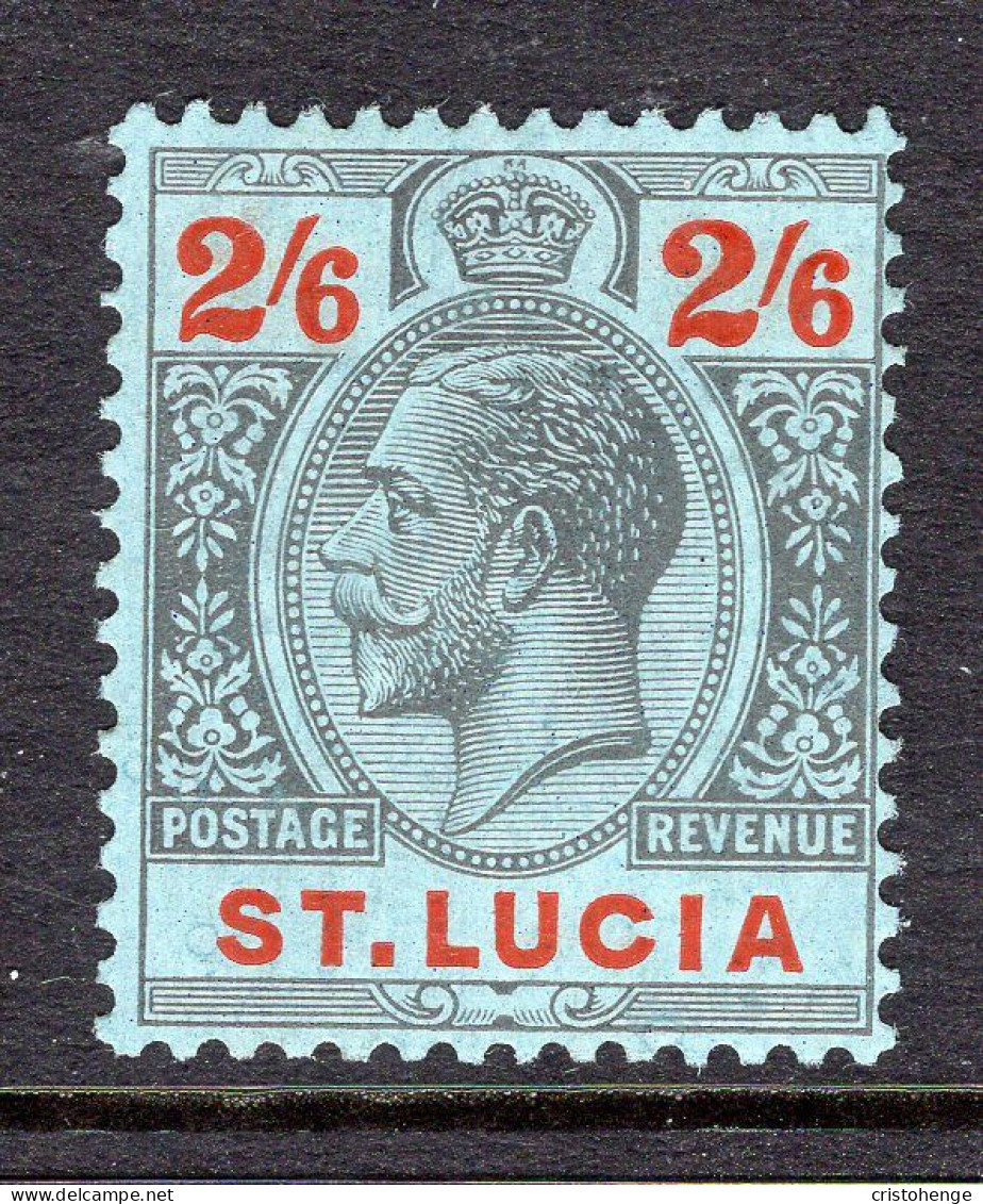 St Lucia 1921-30 KGV - Wmk. Script CA - 2/6 Black & Red On Blue HM (SG 104) - St.Lucia (...-1978)