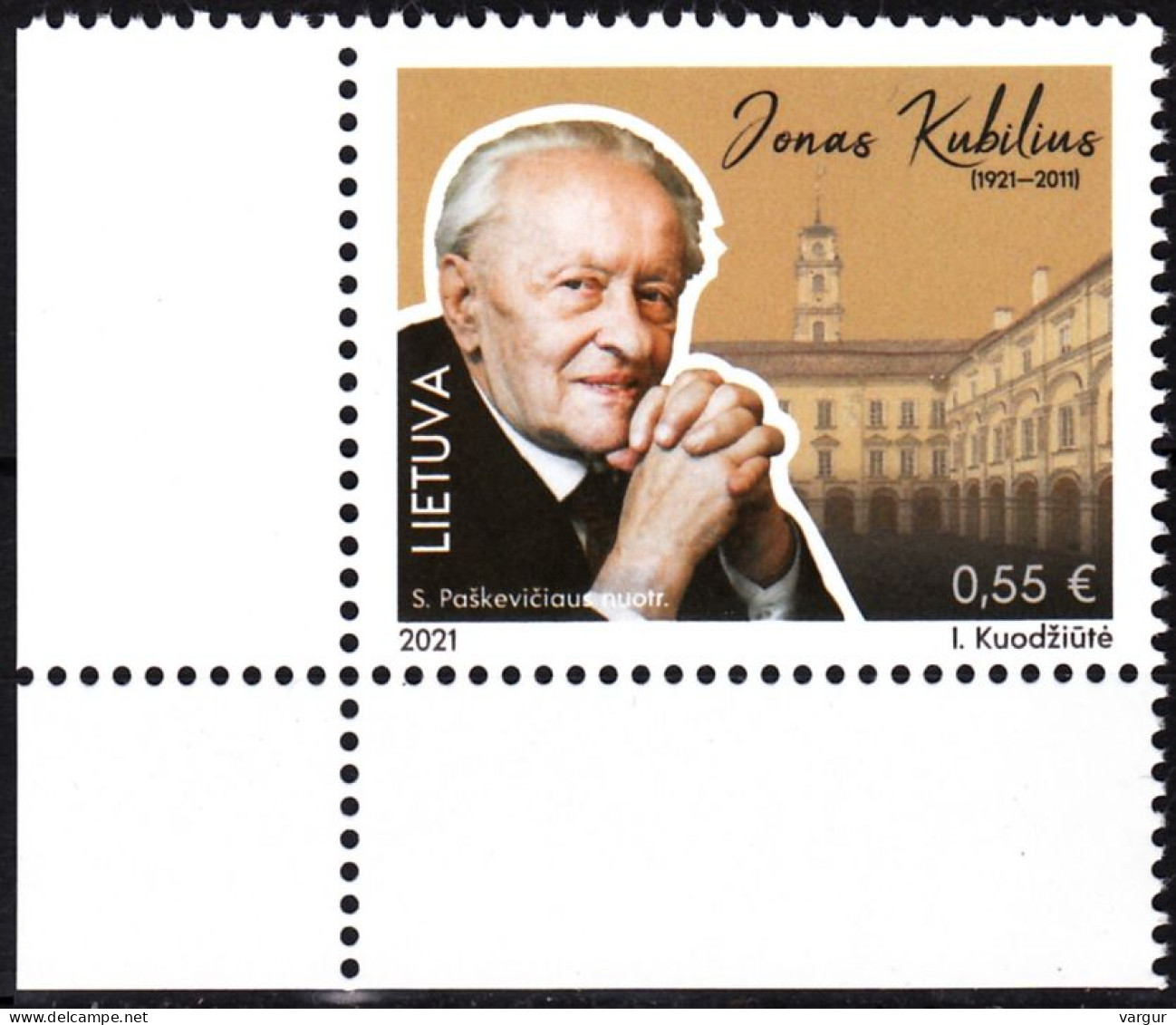 LITHUANIA 2021-10 Famous People, Science. Kubilius - 100. Mathematics. CORNER, MNH - Otros & Sin Clasificación