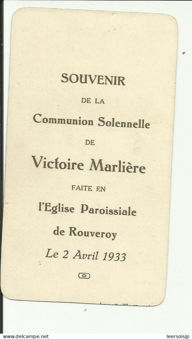 Victoire Marlière Communion Solennelle Rouveroy 1933 - Comunioni