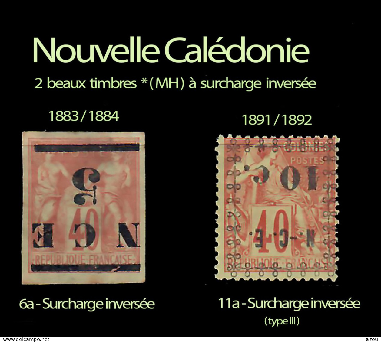 Nouvelle Calédonie - Lot De 2 Timbres * (MH)  à Surcharge Inversée - Unused Stamps
