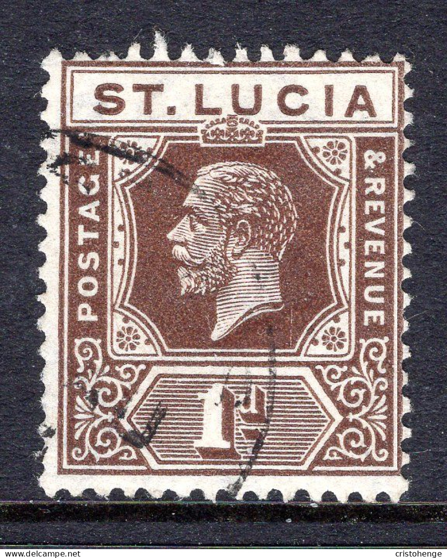 St Lucia 1921-30 KGV - Wmk. Script CA - 1d Deep Brown Used (SG 93) - Ste Lucie (...-1978)