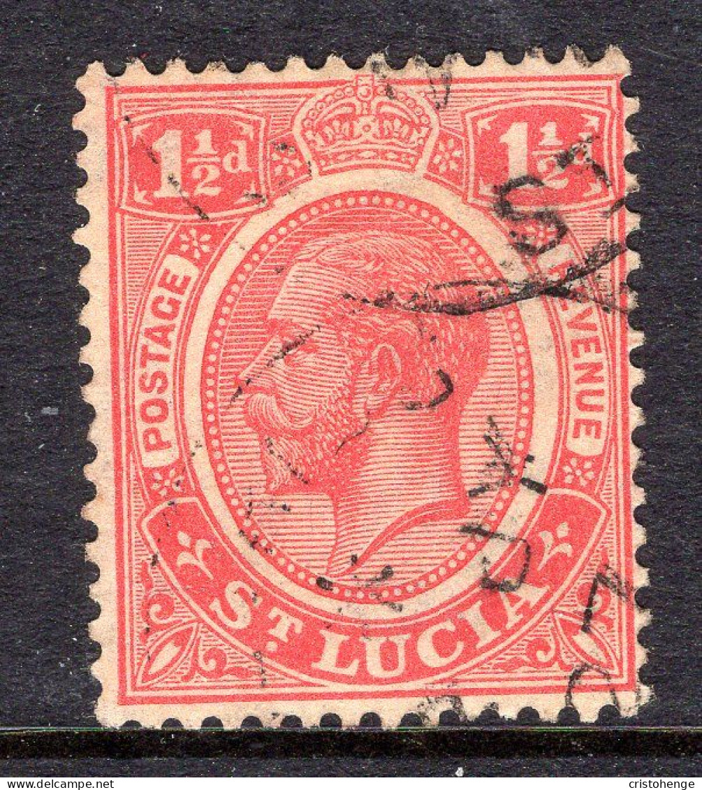 St Lucia 1921-30 KGV - Wmk. Script CA - 1½d Dull Carmine Used (SG 94) - Ste Lucie (...-1978)