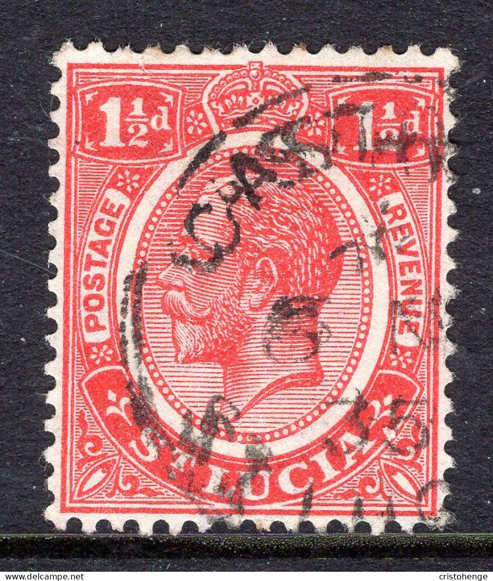 St Lucia 1921-30 KGV - Wmk. Script CA - 1½d Dull Carmine Used (SG 94) - St.Lucia (...-1978)