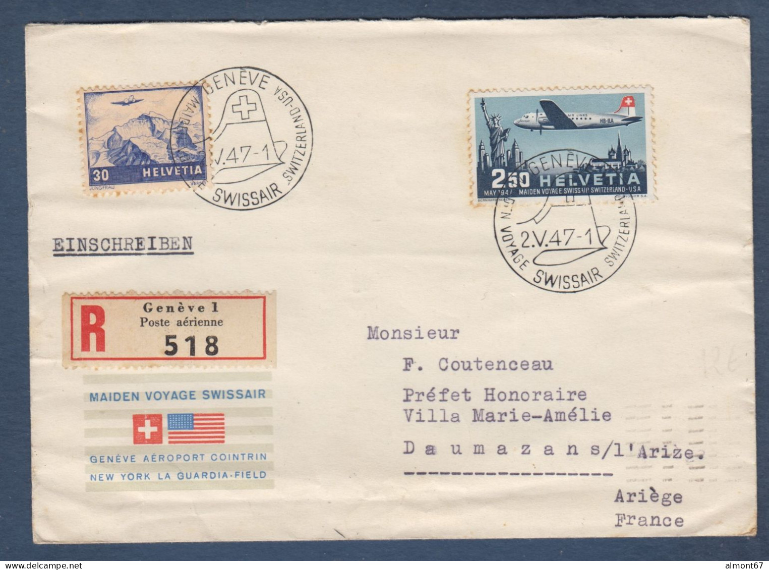 Suisse - MAIDEN  VOYAGE  SWISSAIR - First Flight Covers