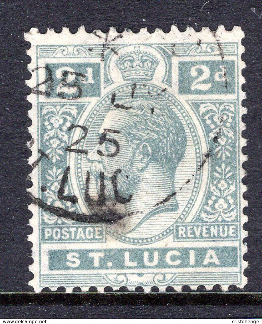 St Lucia 1921-30 KGV - Wmk. Script CA - 2d Slate-grey Used (SG 95) - Ste Lucie (...-1978)