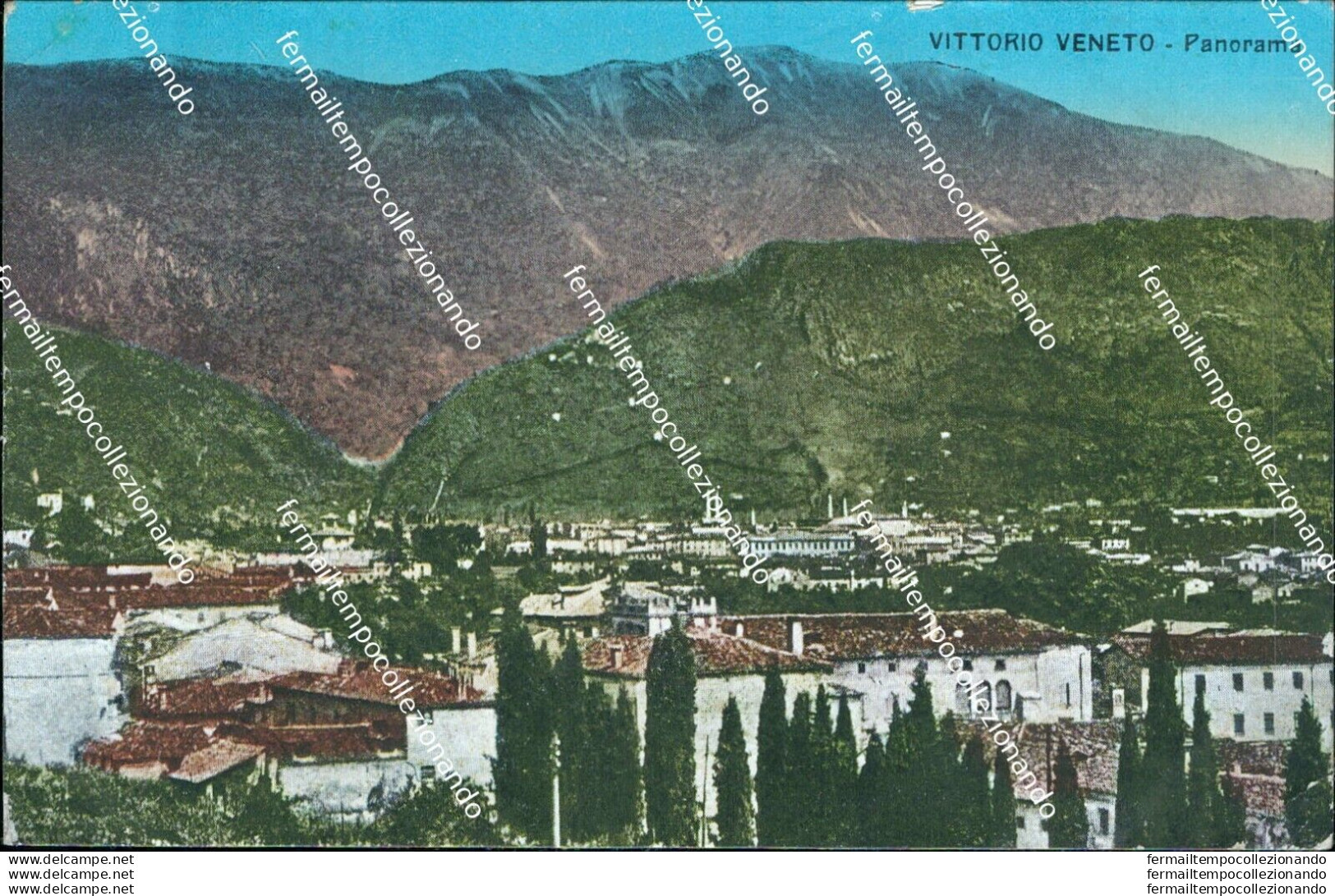 Ba105 Cartolina Vittorio Veneto Panorama Treviso Veneto 1926 - Treviso