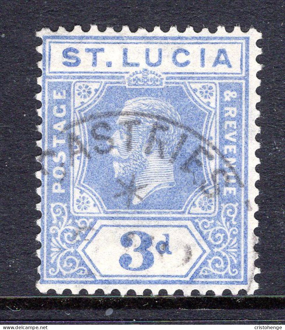 St Lucia 1921-30 KGV - Wmk. Script CA - 3d Bright Blue Used (SG 99) - St.Lucia (...-1978)