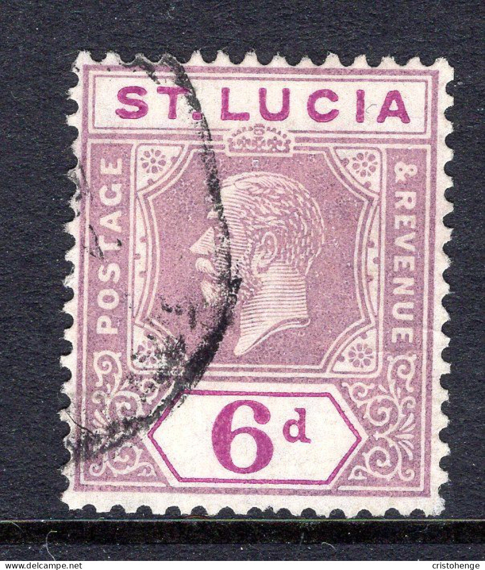 St Lucia 1921-30 KGV - Wmk. Script CA - 6d Grey-purple & Purple Used (SG 102) - Ste Lucie (...-1978)