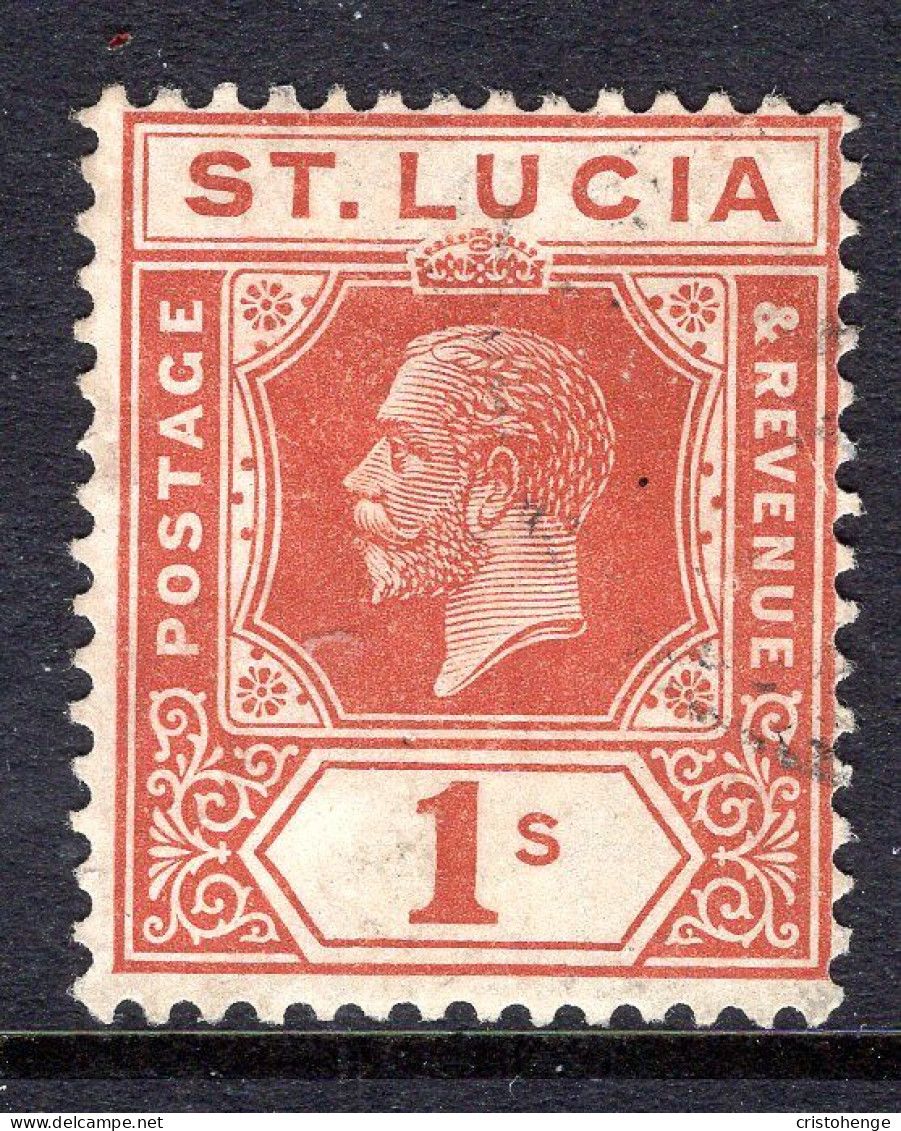 St Lucia 1921-30 KGV - Wmk. Script CA - 1/- Orange-brown Used (SG 103) - Ste Lucie (...-1978)