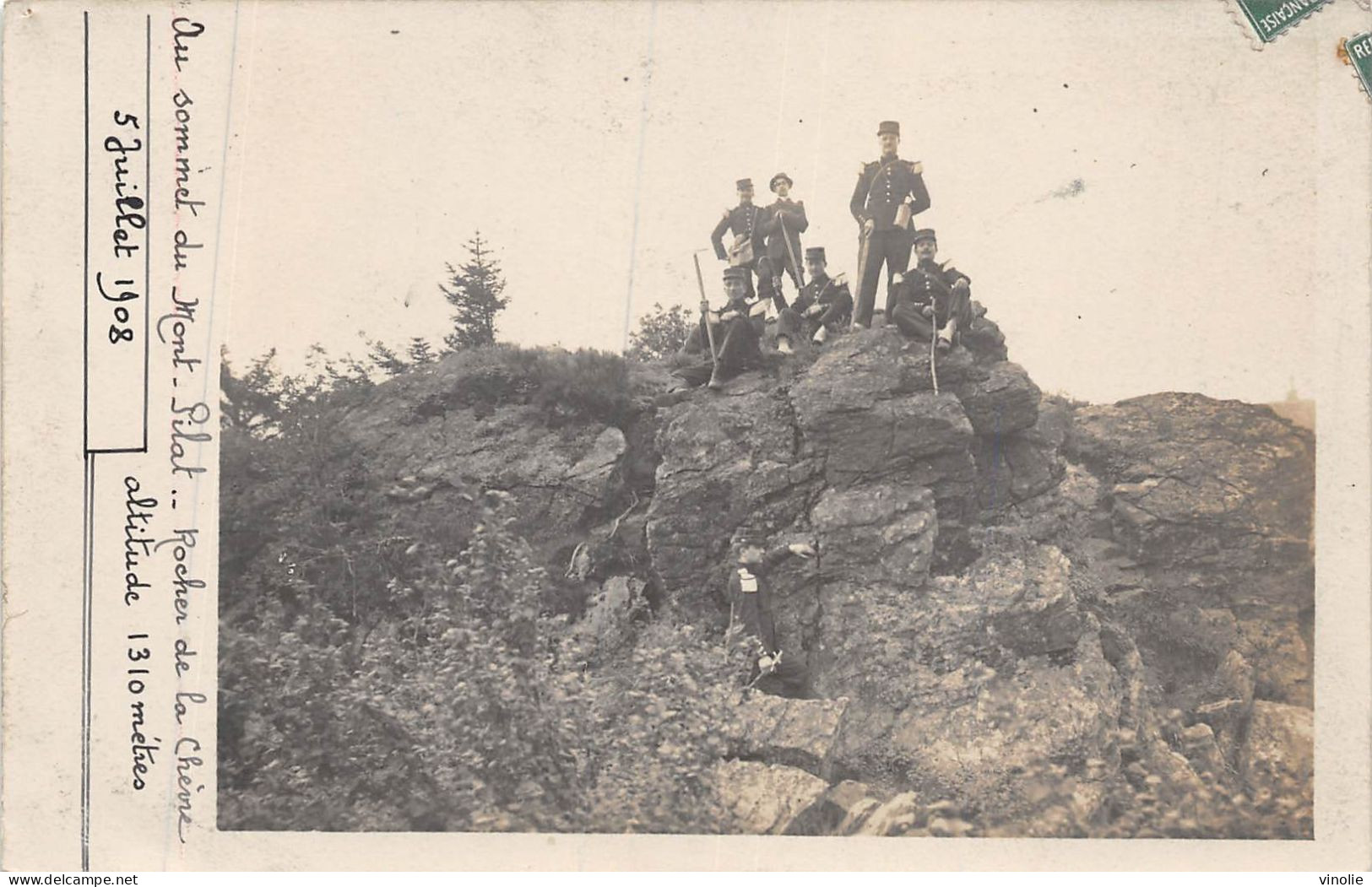 24-4854 : MONT-PILAT. CARTE PHOTO  ROCHER DE LA CHEVRE 5 JUILLET 1908 - Mont Pilat