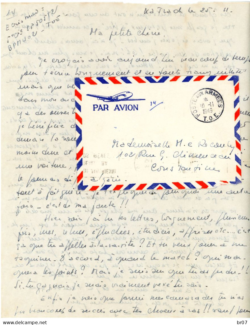 GUERRE D'INDOCHINE ENV LAC DE XA TRACH 1949 POSTE AUX ARMEES T.O.E. SP 50582 5° CIE CUIRASSIERS=> ALGERIE - Vietnamkrieg/Indochinakrieg