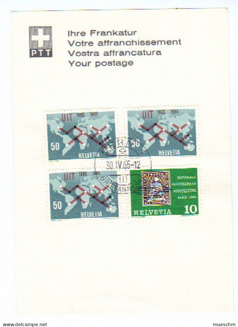 Schweiz, 1965, MiNr.811(3x) + MiNr.809 Mit Stempel "Bern-30.4.65" Auf Blatt (9473X) - Autres & Non Classés