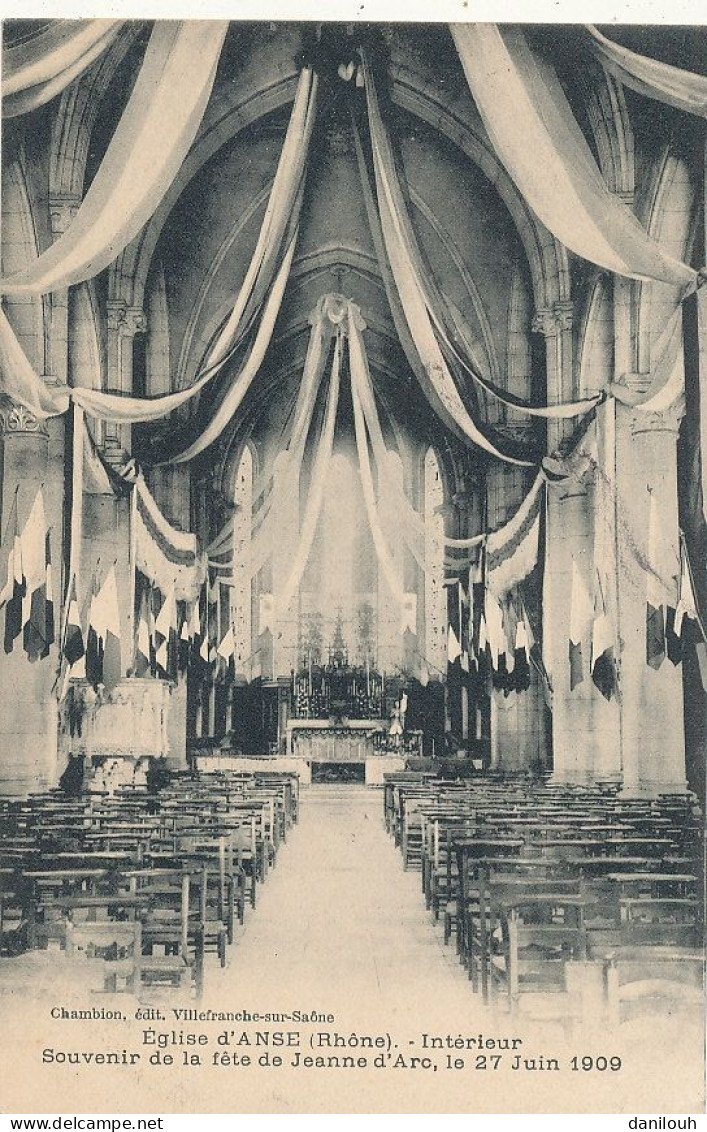 69 // ANSE  Intérieur De L'église  Souvenir De La Fête De J D Arc 27 Juin 1909 - Anse