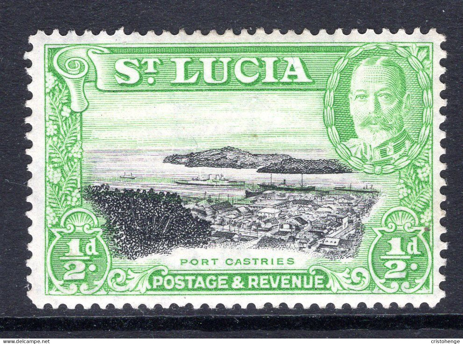 St Lucia 1936 KGV Pictorials - P.14 - ½d Port Castries HM (SG 113) - Ste Lucie (...-1978)