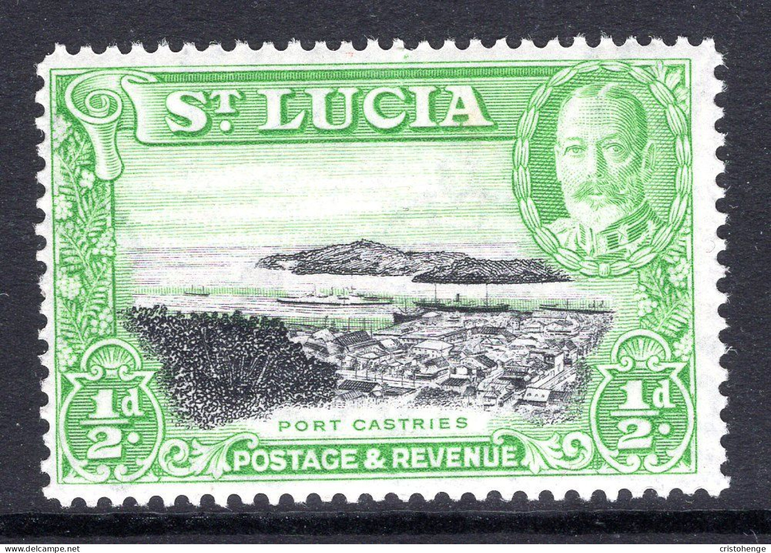 St Lucia 1936 KGV Pictorials - P.14 - ½d Port Castries HM (SG 113) - St.Lucia (...-1978)