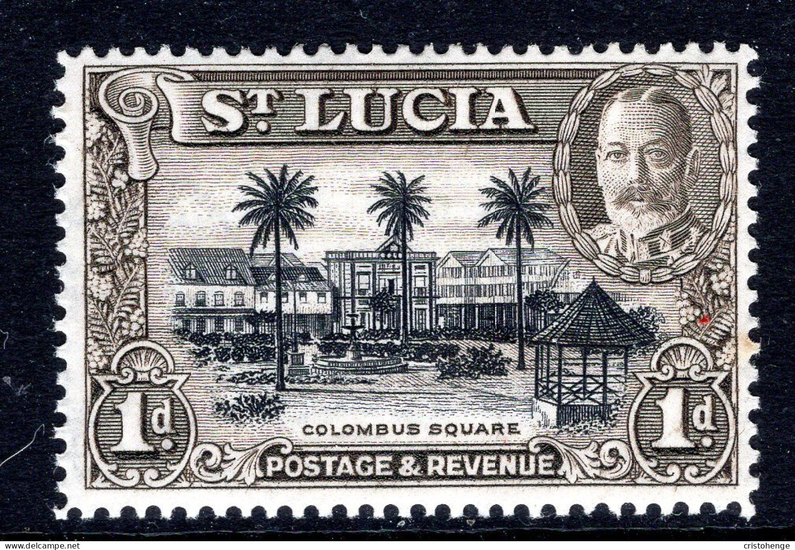 St Lucia 1936 KGV Pictorials - P.14 - 1d Columbus Square HM (SG 114) - St.Lucia (...-1978)