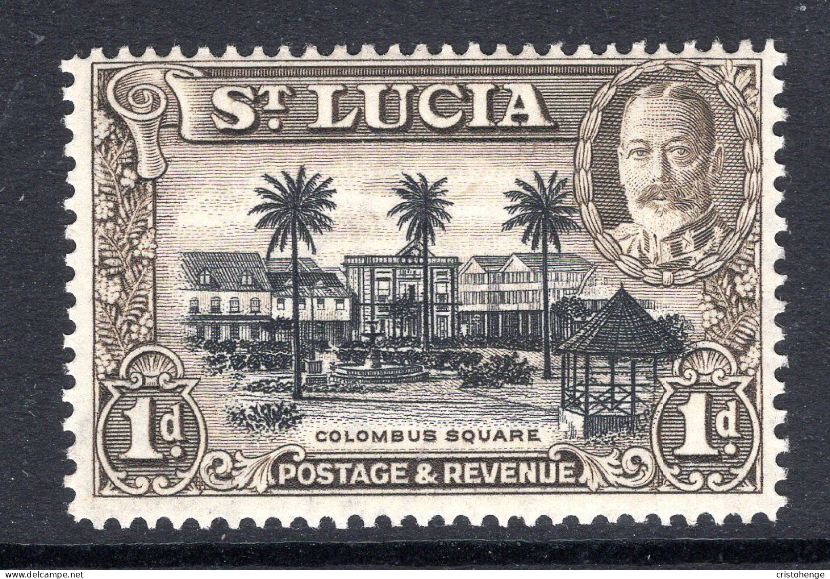 St Lucia 1936 KGV Pictorials - P.14 - 1d Columbus Square HM (SG 114) - St.Lucia (...-1978)